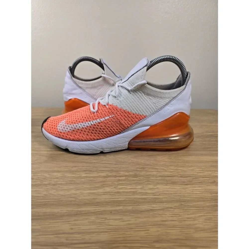 Nike Air Max 270 Flyknit Orange Crimson Pulse Women's Running Shoes Size 7